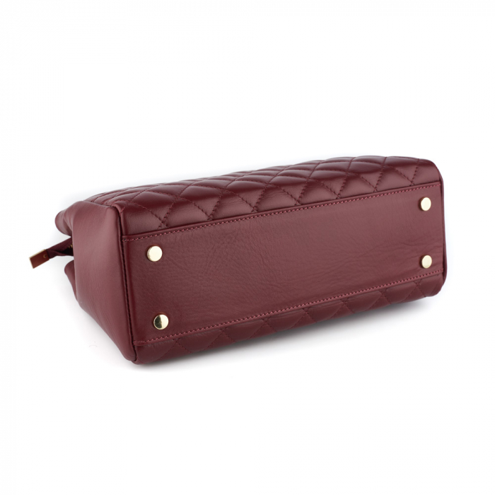 Geantă Lilah, piele naturala bordo, bareta metalica, 8132 [3]
