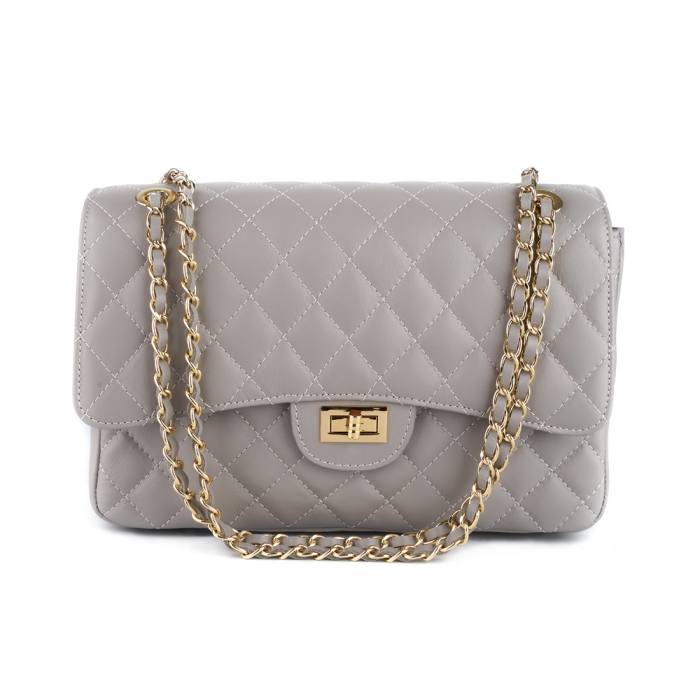 Geantă Lora, crossbody piele gri cu aspect matlasat 8127 [2]