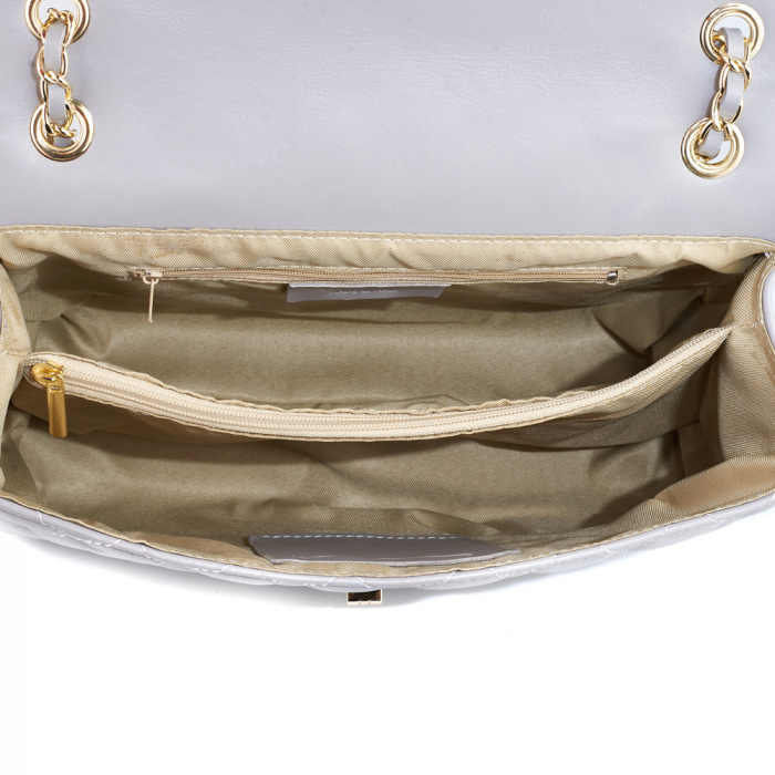 Geantă Lora, crossbody piele gri cu aspect matlasat 8127 [4]