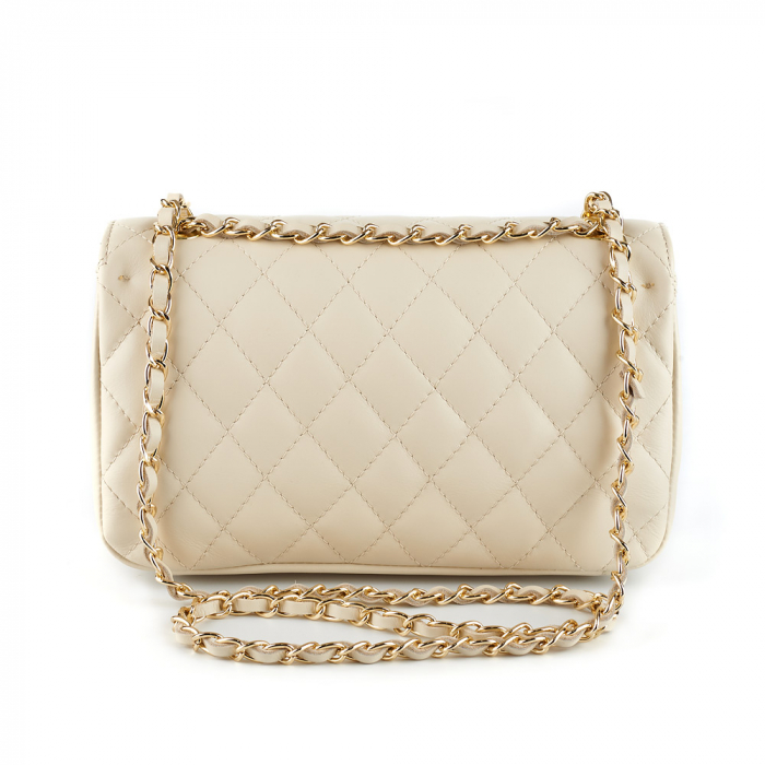 Geantă Lora, crossbody piele crem cu aspect matlasat 8127 [3]