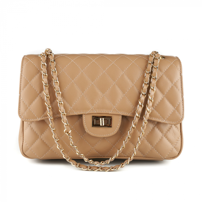 Geantă Lora, crossbody piele cafeniu cu aspect matlasat 8127 [2]