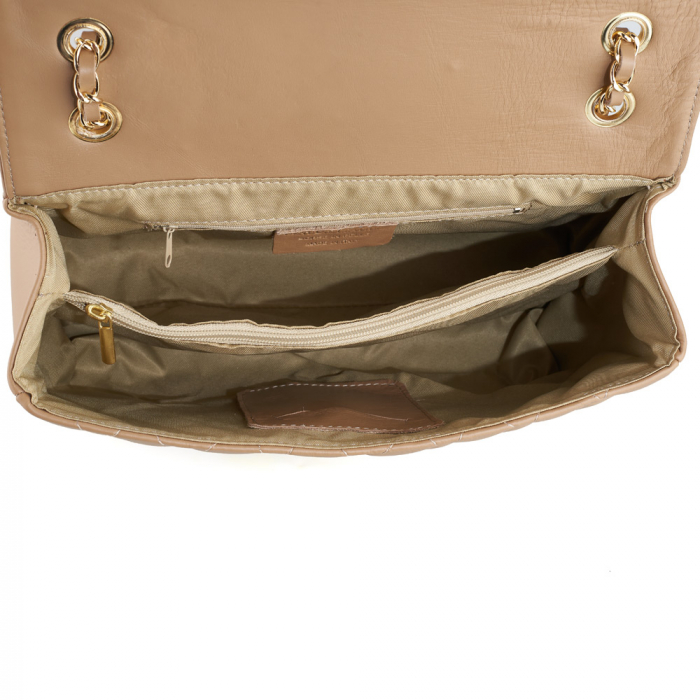 Geantă Lora, crossbody piele cafeniu cu aspect matlasat 8127 [4]