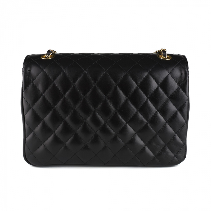 Geantă Lora, crossbody piele neagra cu aspect matlasat 8127 [3]