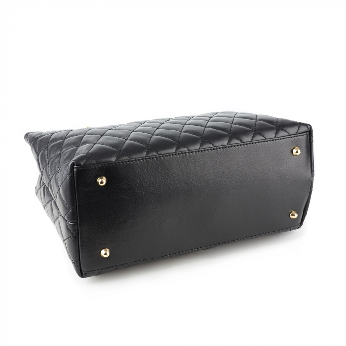 Geantă Katya, piele naturală neagră cu aspect matlasat, lant auriu 8138 [4]