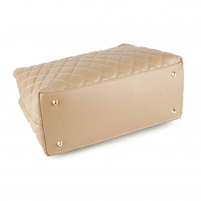 Geantă Katya, piele naturală bej cu aspect matlasat, 8138 [3]