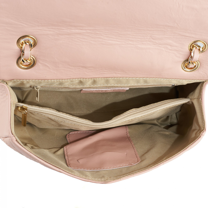 Geantă Patricia, crossbody piele roz cu aspect matlasat 8002 [4]