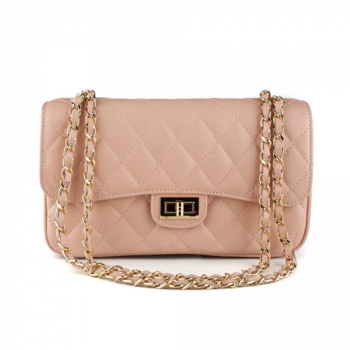 Geantă Patricia, crossbody piele roz cu aspect matlasat 8002 [2]