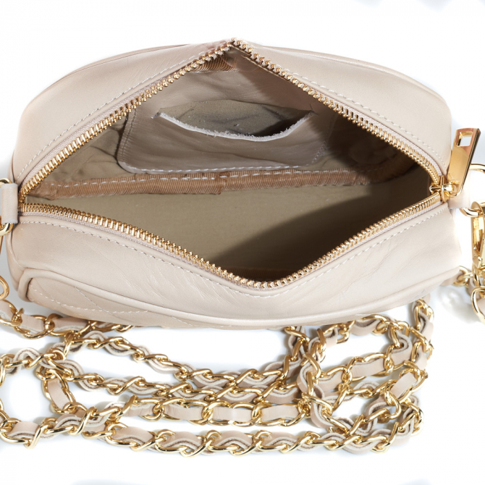 Geantă Cassia, crossbody piele nude cu aspect matlasat 8167 [4]
