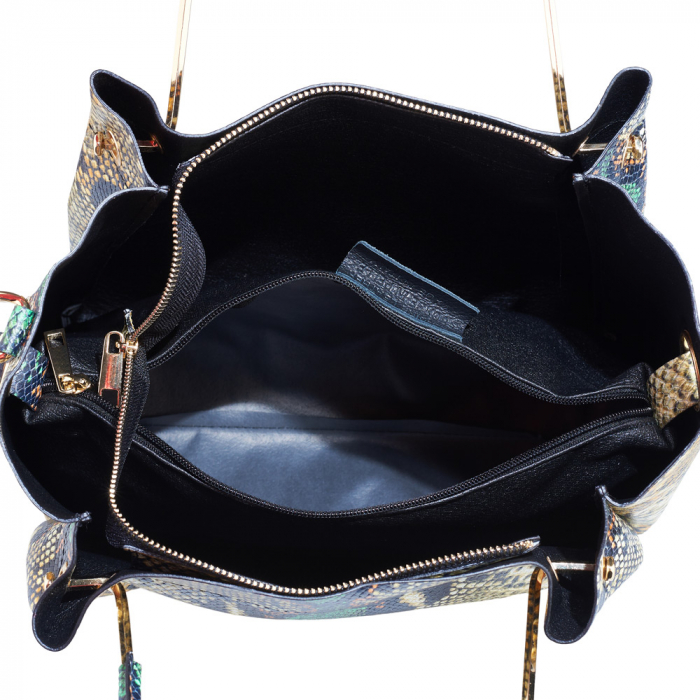 Geantă Rainbow Green, piele naturala imprimeu multicolor, 8141 [5]