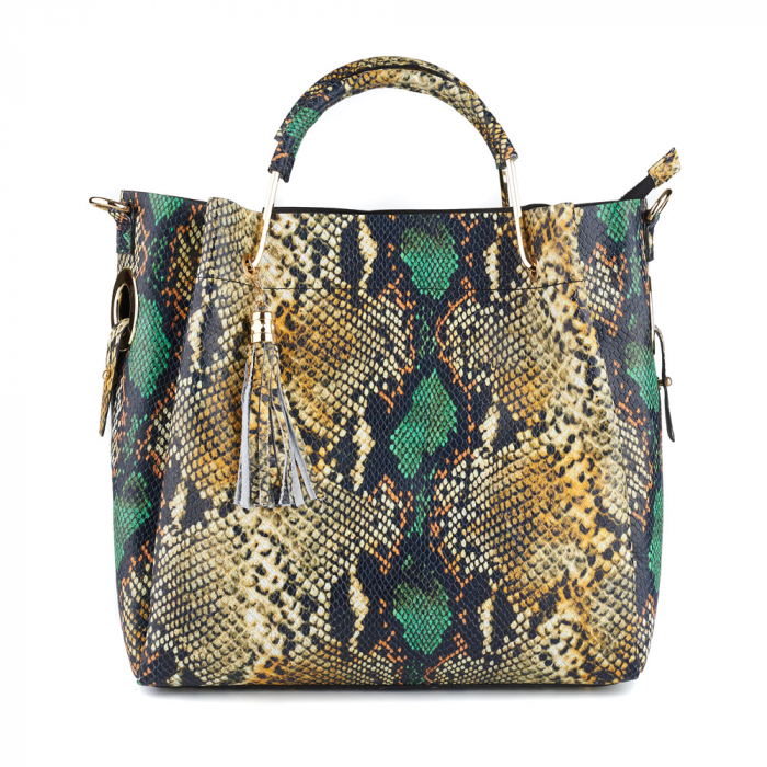 Geantă Rainbow Green, piele naturala imprimeu multicolor, 8141 [2]