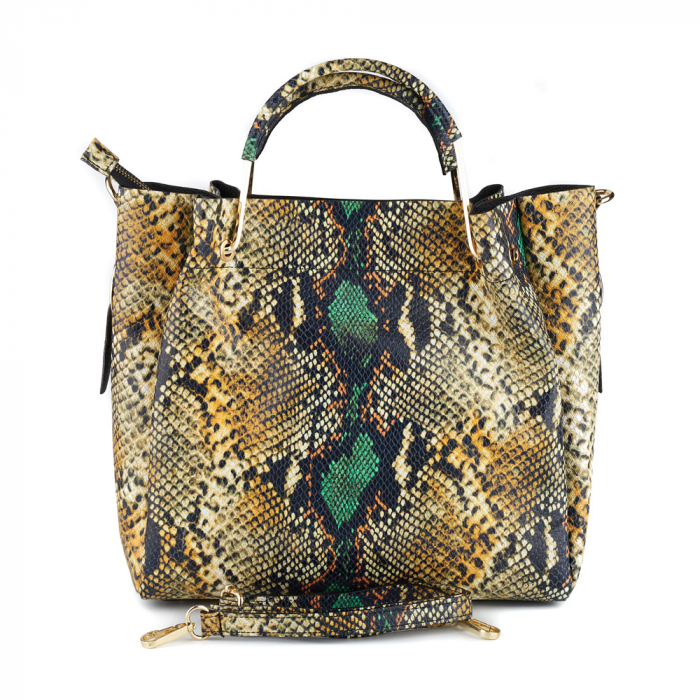 Geantă Rainbow Green, piele naturala imprimeu multicolor, 8141 [3]