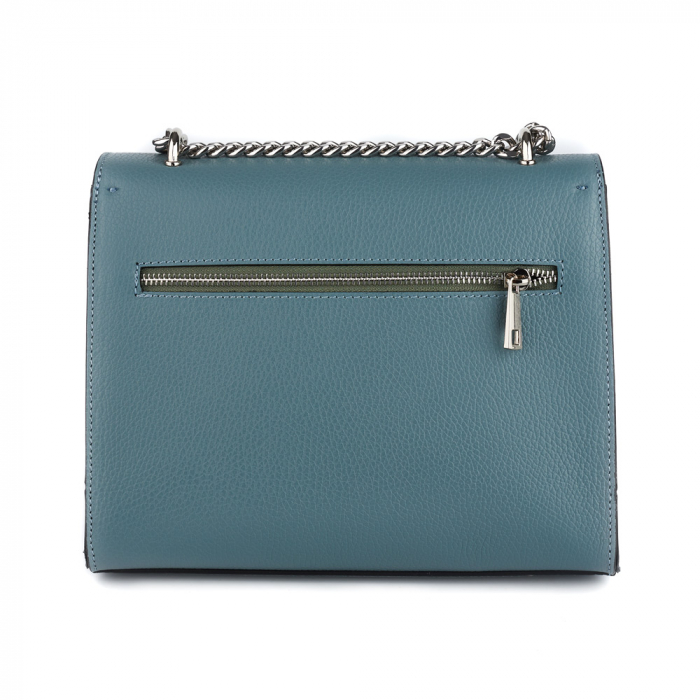 Geantă Amber, piele naturala albastra, bareta metalica, 8152 [3]