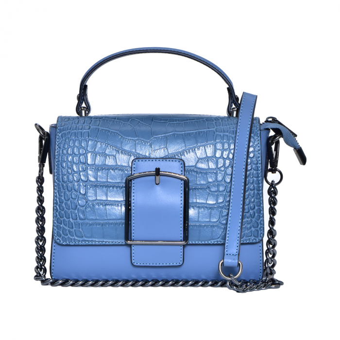 Geantă Ryana, piele naturala, albastru croco, 8160 [2]