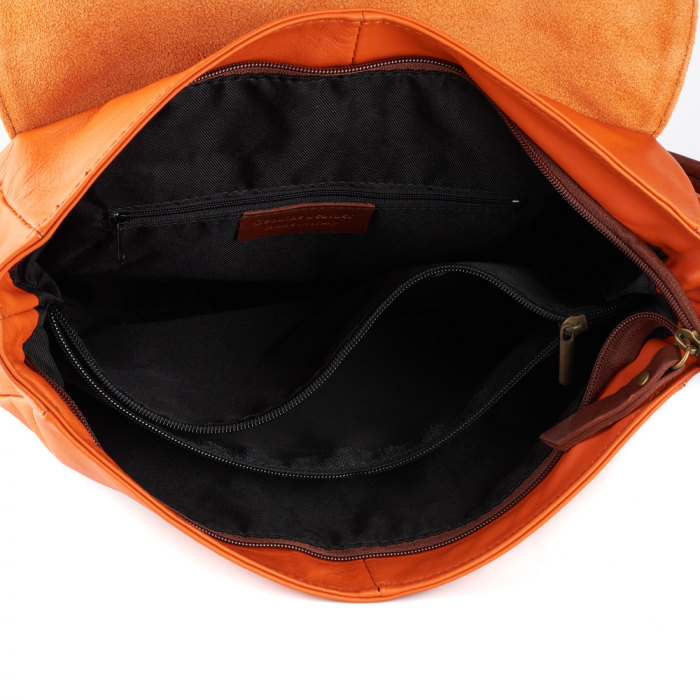 Geantă Tania, din piele orange cu accesorii maro 8004 [4]