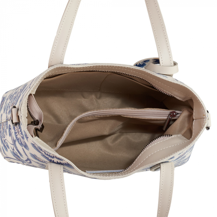 Geantă Bonnie, bej cu flori din piele naturală 8199 [5]