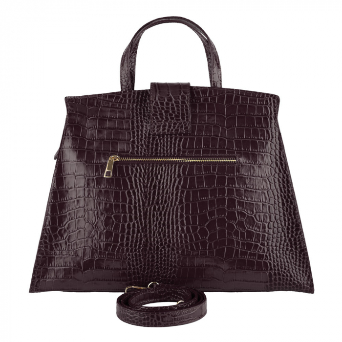 Geantă piele naturală cu textura croco 8222 maro [3]