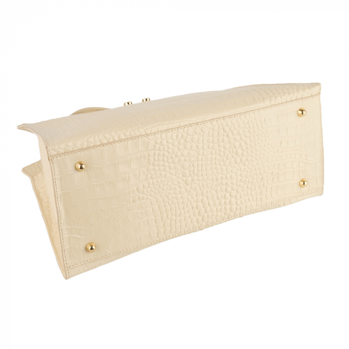 Geantă piele naturală cu textura croco 8222 alba [4]