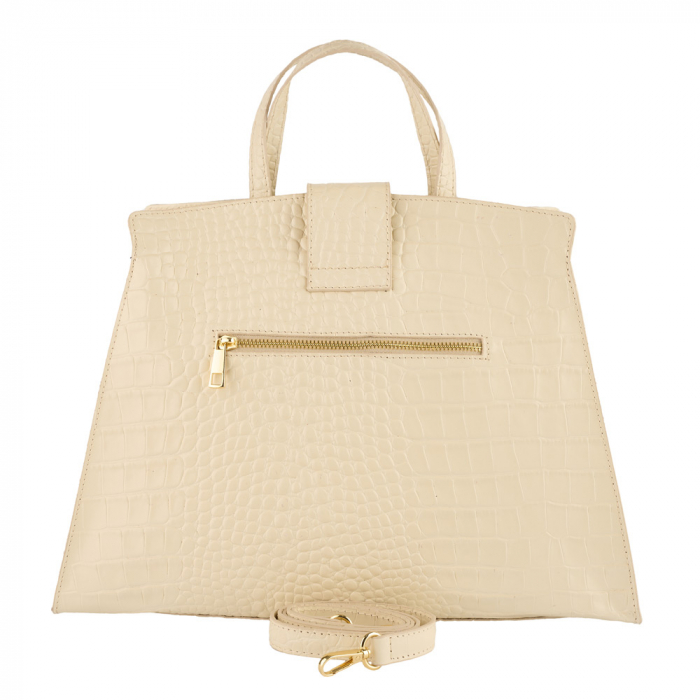 Geantă piele naturală cu textura croco 8222 alba [3]