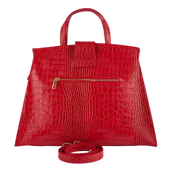 Geantă piele naturală cu textura croco 8222 rosu [3]