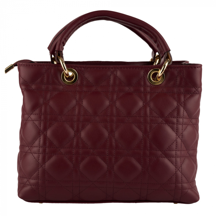 Geantă Amora, piele100% naturală bordo cu aspect matlasat, 8228 [2]