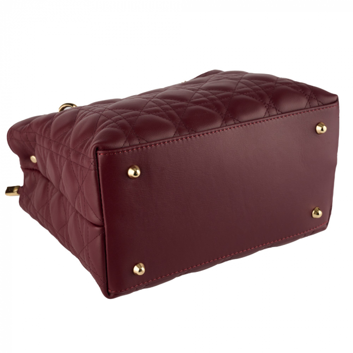 Geantă Amora, piele100% naturală bordo cu aspect matlasat, 8228 [4]