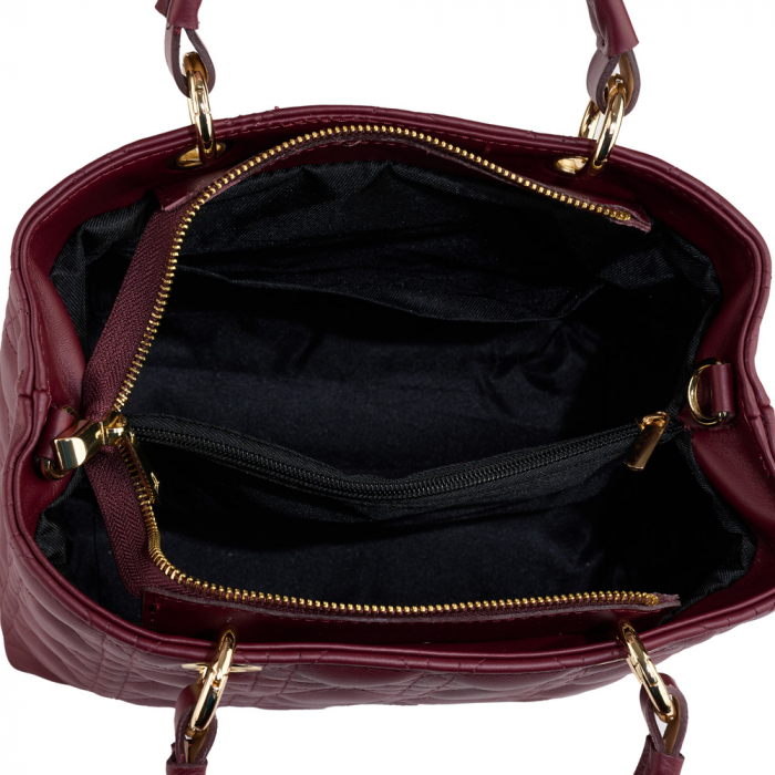 Geantă Amora, piele100% naturală bordo cu aspect matlasat, 8228 [5]