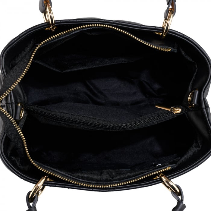 Geantă Amora, piele naturală neagra cu aspect matlasat, 8228 [5]