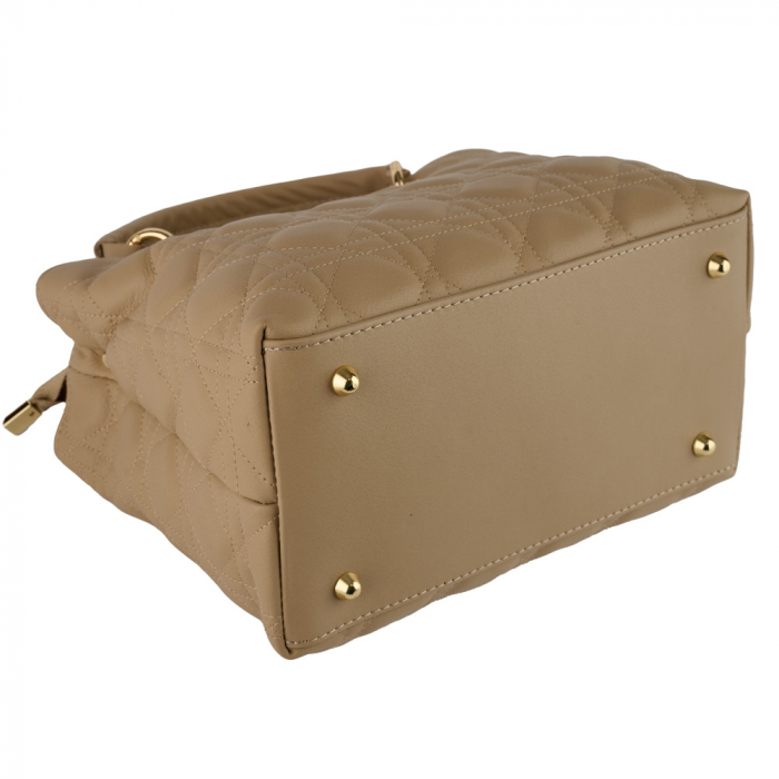 Geantă Amora, piele naturală taupe cu aspect matlasat, 8228 [3]