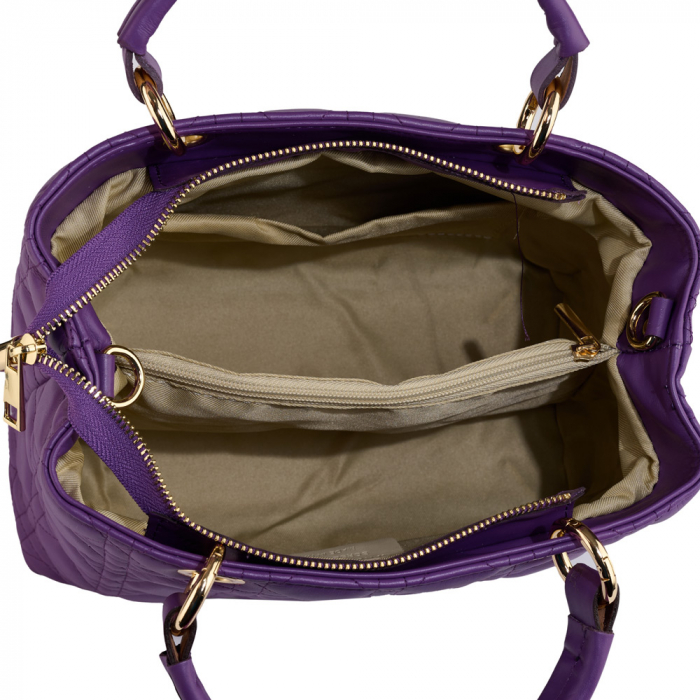 Geantă Amora, piele naturală violet cu aspect matlasat, 8228 [5]