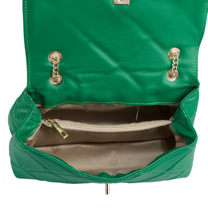 Geantă Amya, piele naturala verde, bareta metalica, 8163 [4]