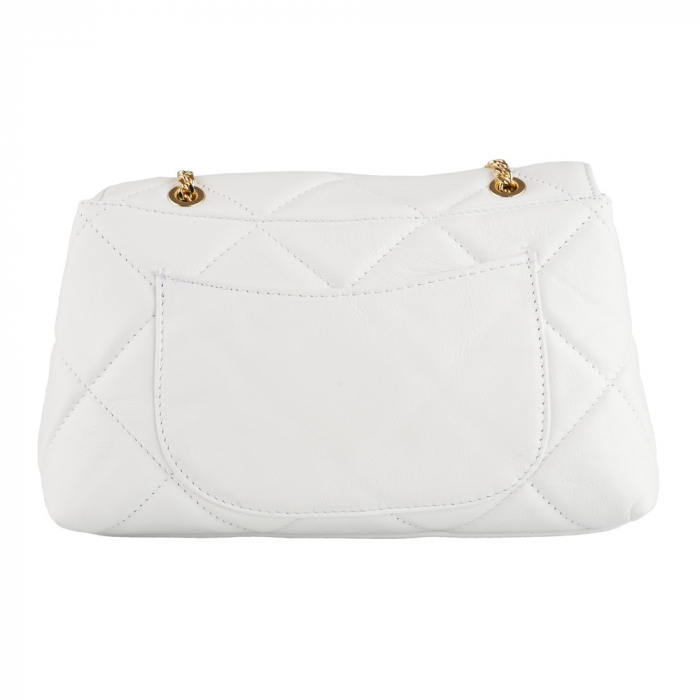 Geantă Amya, piele naturala alba, bareta metalica, 8163 [3]