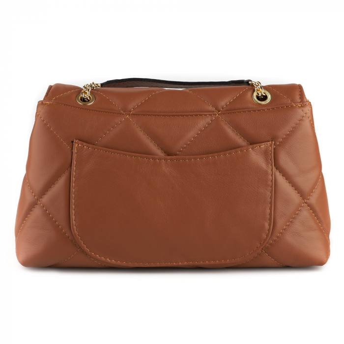 Geantă Amya, piele naturala coniac, bareta metalica, 8163 [3]