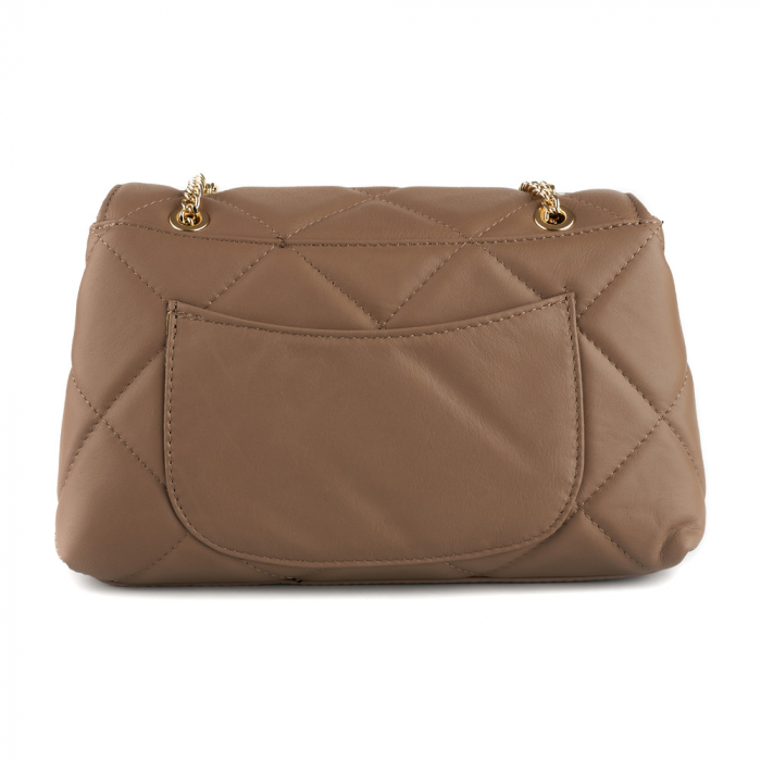 Geantă Amya, piele naturala taupe, bareta metalica, 8163 [3]