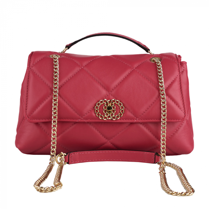 Geantă Amya, piele naturala fucsia, bareta metalica, 8163 [2]