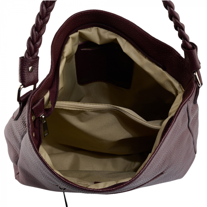 Geanta Anastasia din piele naturala bordo cu accesorii argintii,8230 [4]