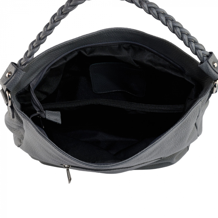 Geanta Anastasia din piele naturala gris cu accesorii argintii,8230 [4]