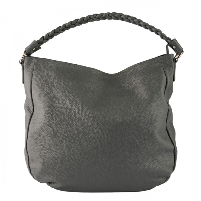 Geanta Anastasia din piele naturala gris cu accesorii argintii,8230 [2]