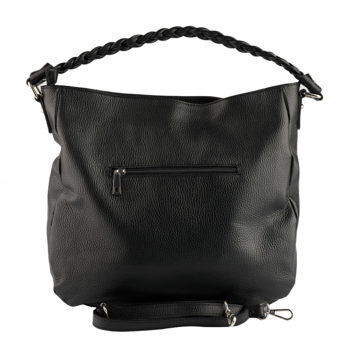 Geanta Anastasia din piele naturala neagra cu accesorii argintii,8230 [3]