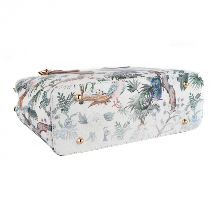 Geanta Arya, piele naturala taupe cu elemente pictate 8149 [4]