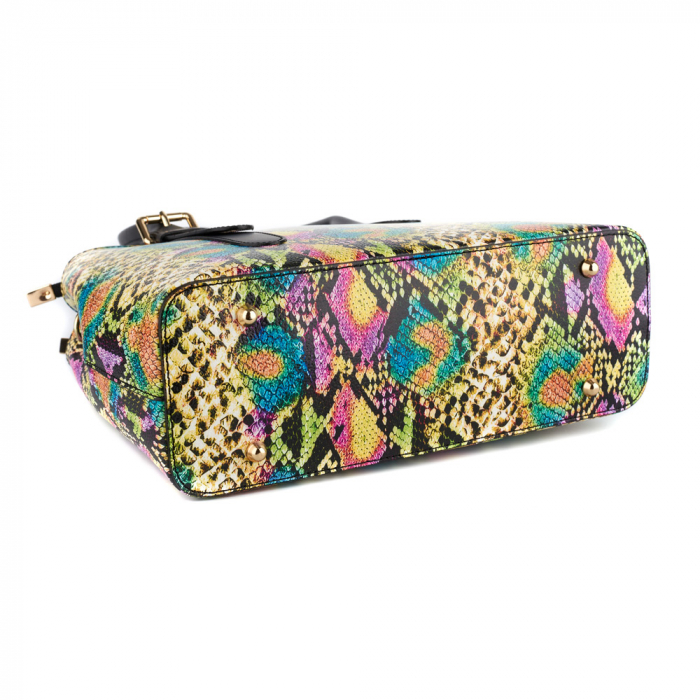 Geanta Cataleya, piele naturala neagra cu elemente pictate 8150 [4]