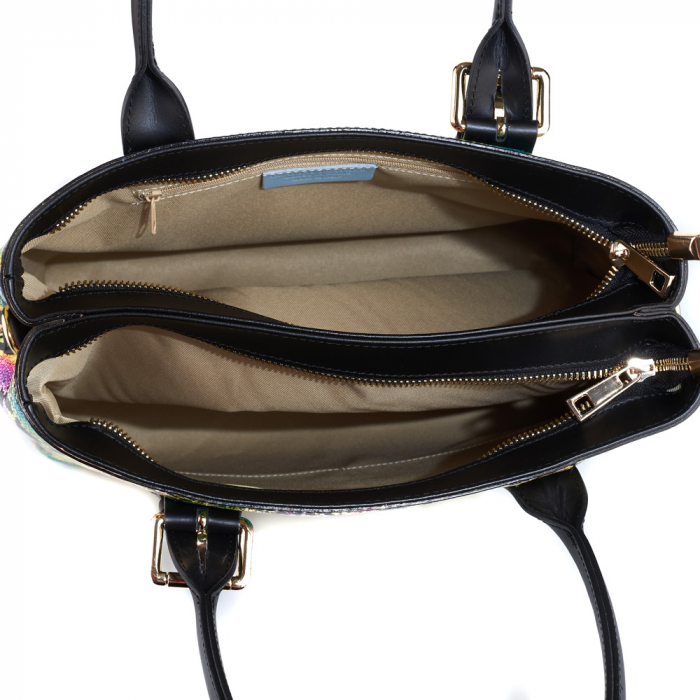 Geanta Cataleya, piele naturala neagra cu elemente pictate 8150 [5]