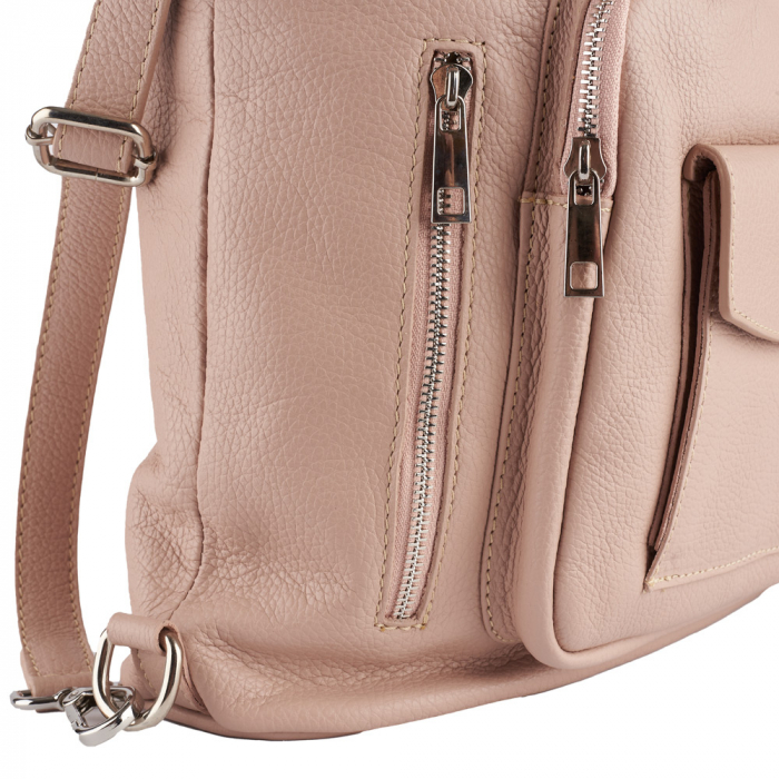 Geanta tip rucsac roz cipria din piele naturala moale 8203 [3]