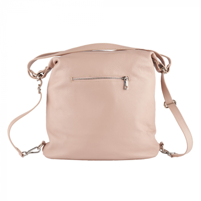 Geanta tip rucsac roz cipria din piele naturala moale 8203 [4]