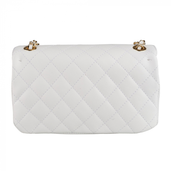 Geantă crossbody piele alba matlasat monocompartimentată 8003 [3]