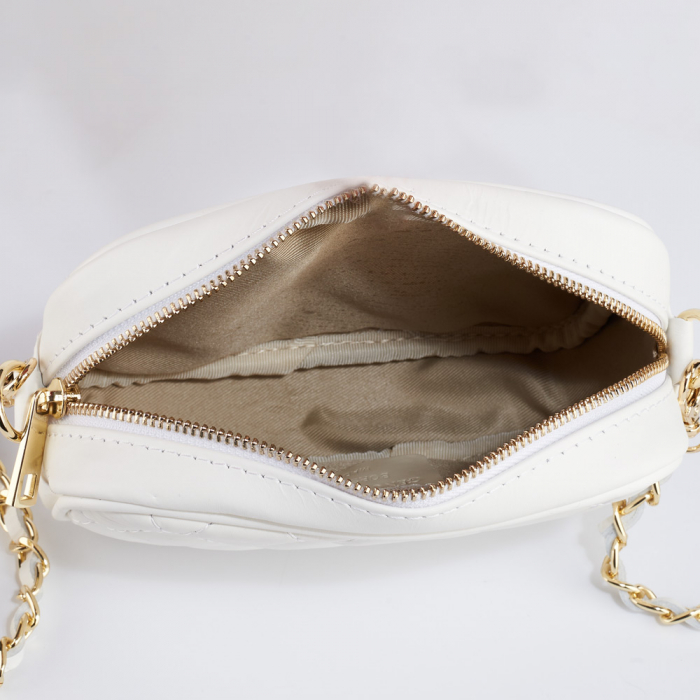 Geantă Cassia, crossbody piele alba cu aspect matlasat 8167 [4]