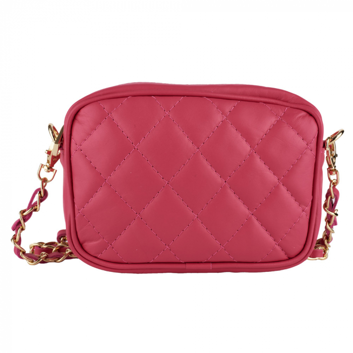 Geantă Cassia, crossbody piele magenta cu aspect matlasat 8167 [3]
