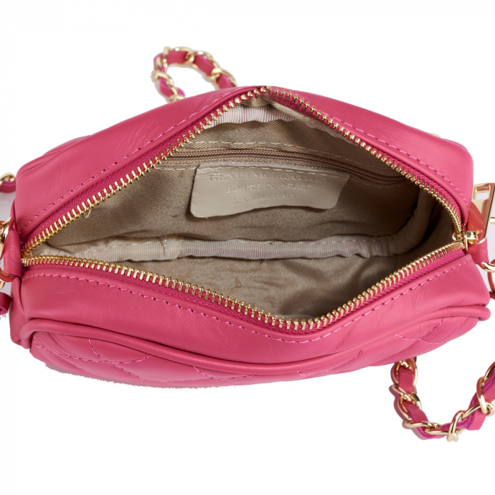 Geantă Cassia, crossbody piele magenta cu aspect matlasat 8167 [4]