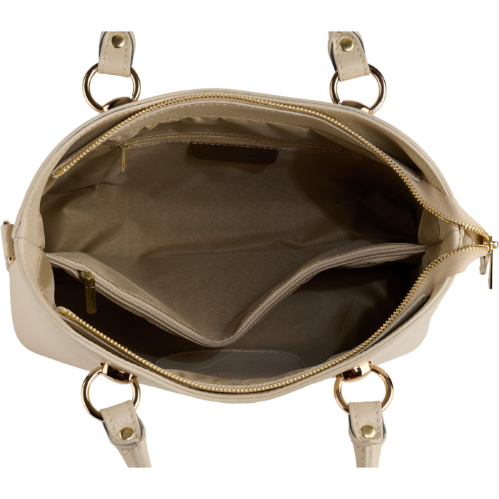 Geanta Chiara,din piele naturala ivoire cu accesorii aurii 8215 [5]