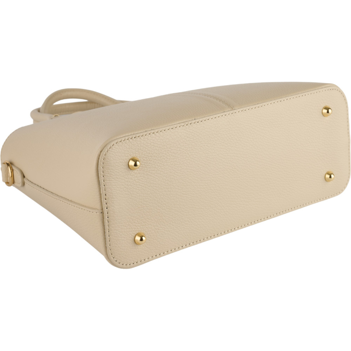 Geanta Chiara,din piele naturala ivoire cu accesorii aurii 8215 [4]