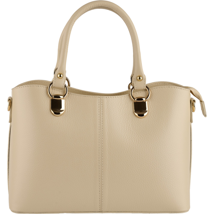 Geanta Chiara,din piele naturala ivoire cu accesorii aurii 8215 [2]